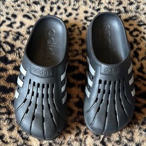 Adidas Women’s Black and Silver Clogs